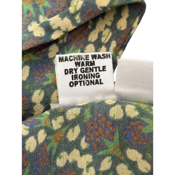 Flax Jeanne Engelhart Tunic Dress Green Floral Button-Up Sheer Lagenlook Size S - Picture 7 of 7